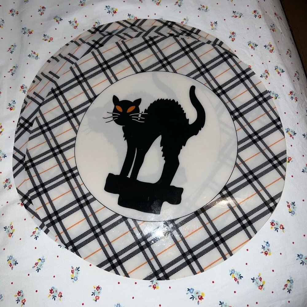 1980 NEW w/OG Sticker Black Halloween Cat Set Of 4 Placemats 15" Round GREAT